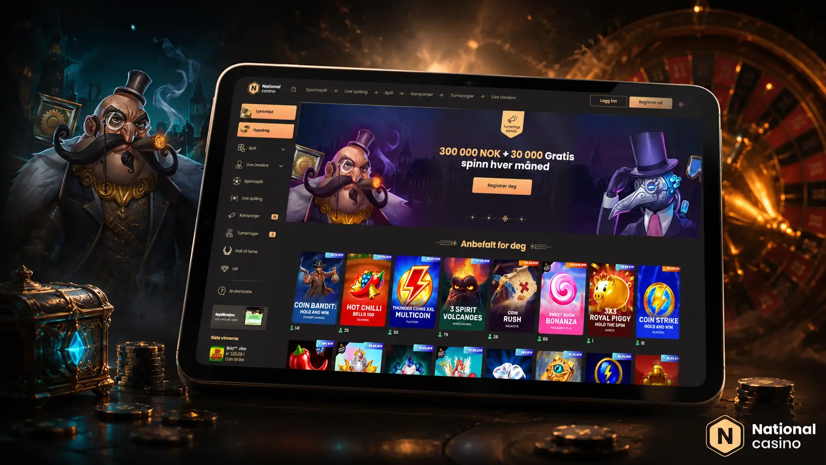 Spill tilgjengelig hos National Casino